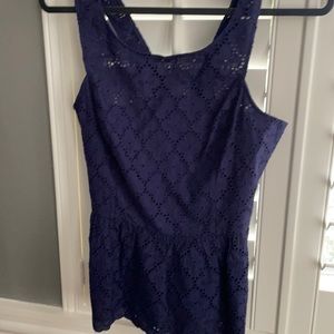 Navy eylet top